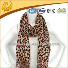 100% Algodão Material Leve Leopardo Printed Woven Pattern Girls Shawl Scarf